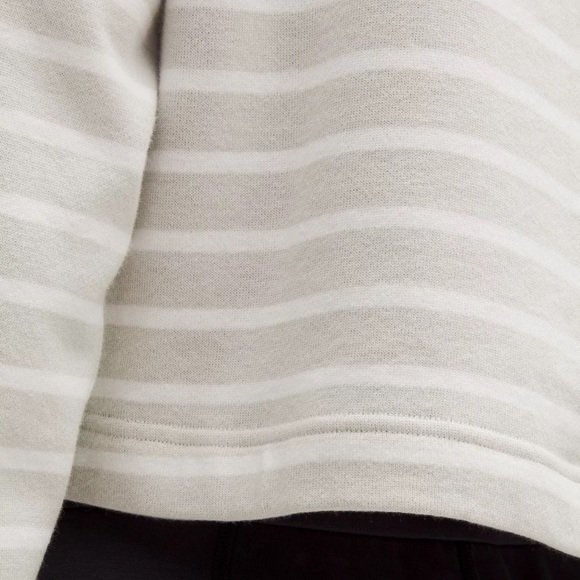 Lululemon neutral stripe Cotton French Terry Cropped Half Zip sweatshirt - Large - Picture 5 of 8